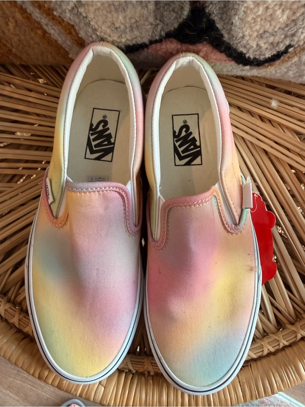 Women’s Vans Pastel Rainbow Slip-On Canvas Sneakers